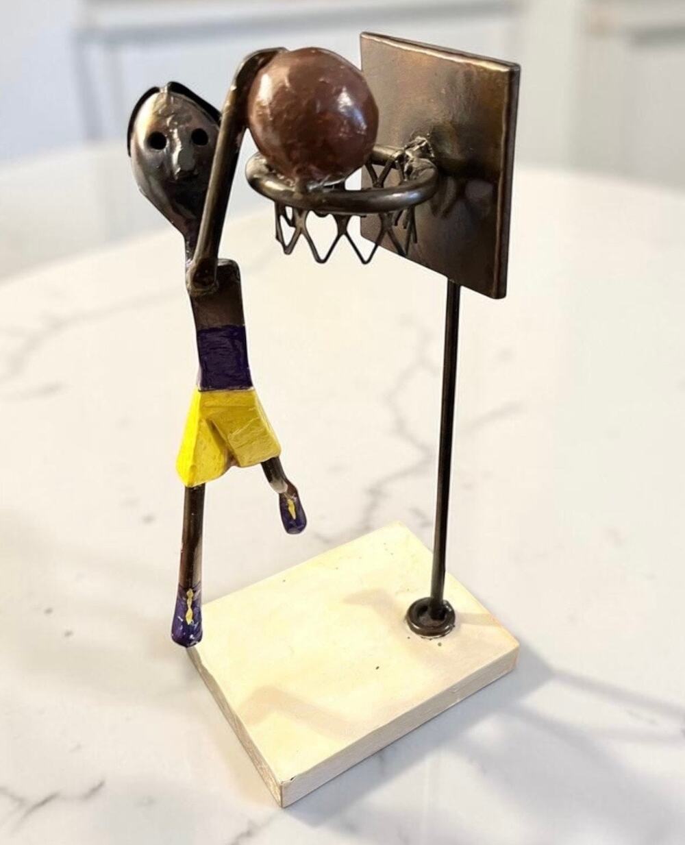 Art Deco Metal Basketball Player Sculpture ORIGINAL Hand Made 11”FAST SHIP 3192